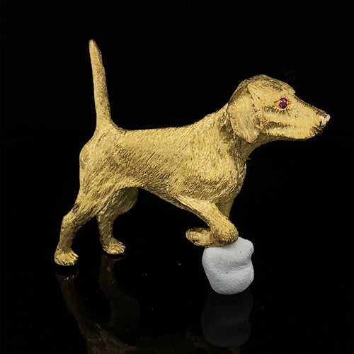 Dog Gold animal pin brooch Pointer