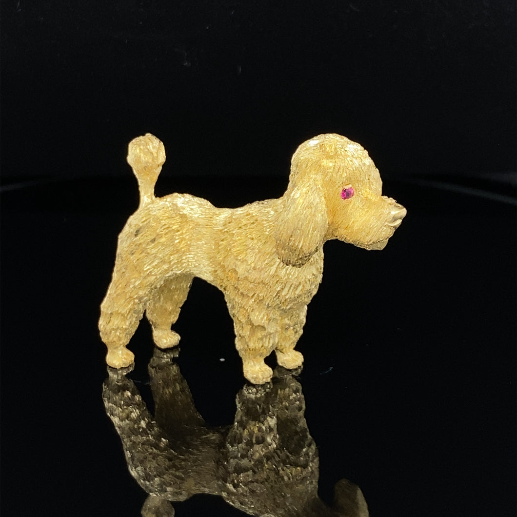 Dog Gold animal pin brooch Poodle dutch cut