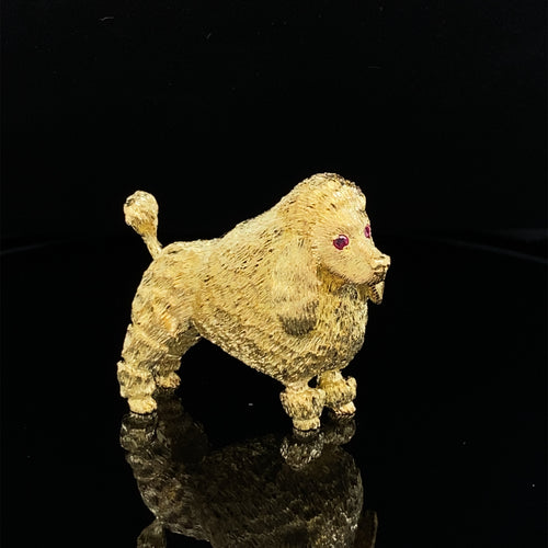 Dog Gold animal pin brooch Poodle show cut 