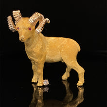 Load image into Gallery viewer, gold animal pin brooch ram jewelry
