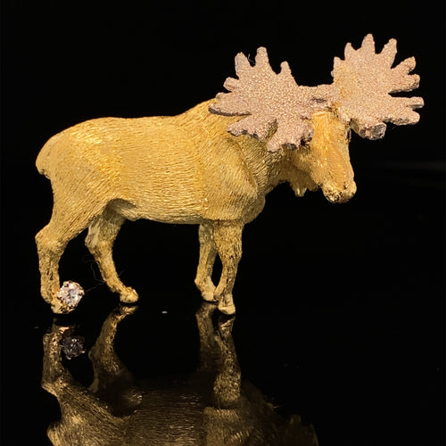 gold animal pin brooch moose jewelry