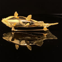 Load image into Gallery viewer, gold animal pin brooch jewelry fish speckled rainbow trout
