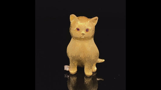 gold animal pin brooch cat