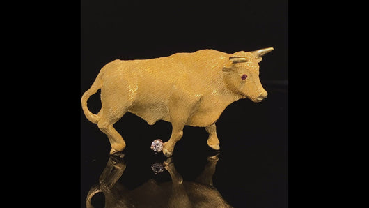 gold animal pin brooch bull jewelry