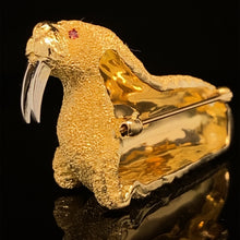 Load image into Gallery viewer, gold animal pin brooch jewelry fish walrus
