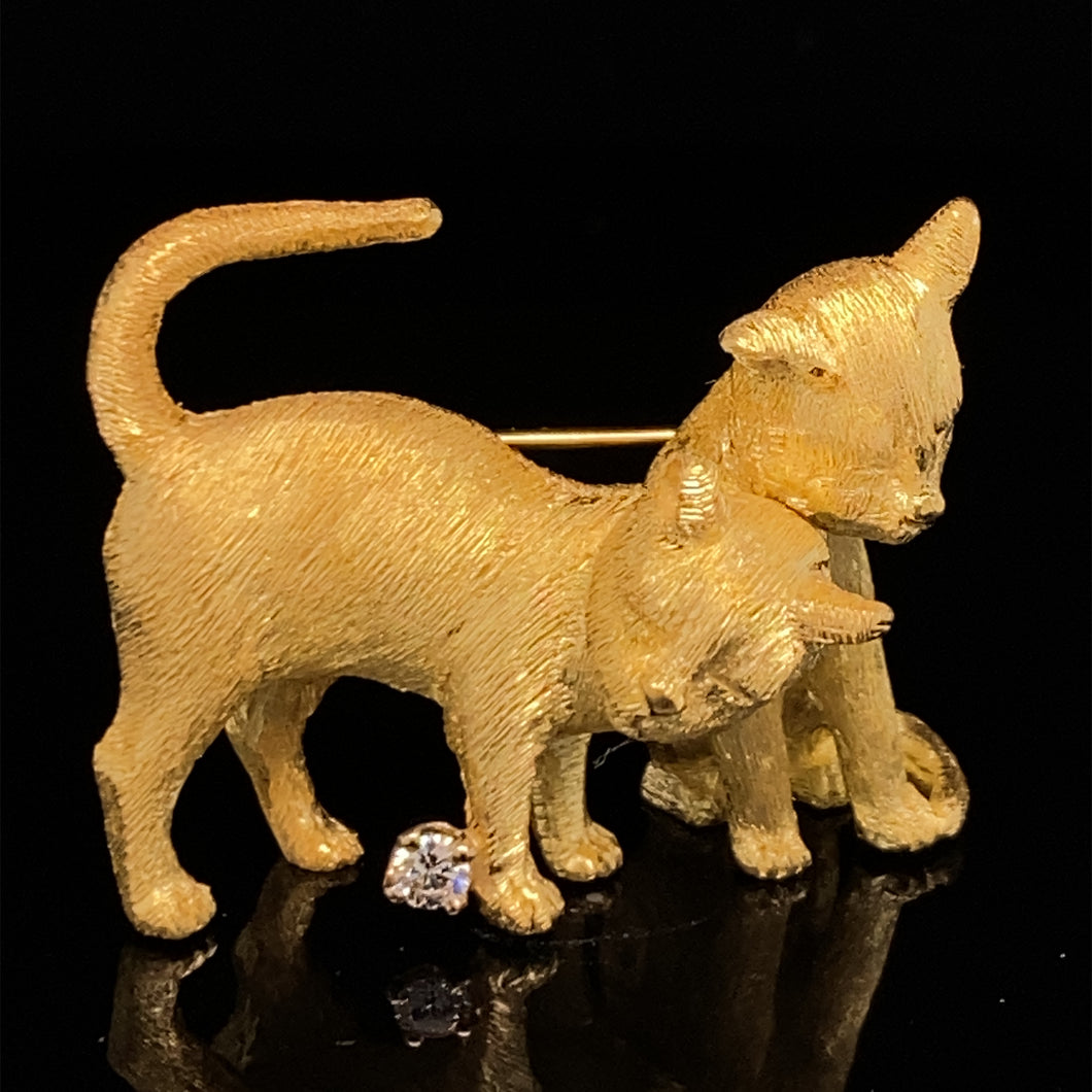 gold animal pin brooch cat jewelry