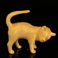 gold animal pin brooch cat