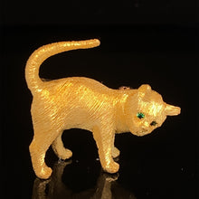 Load image into Gallery viewer, gold animal pin brooch cat
