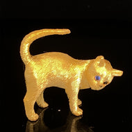 gold animal pin brooch cat