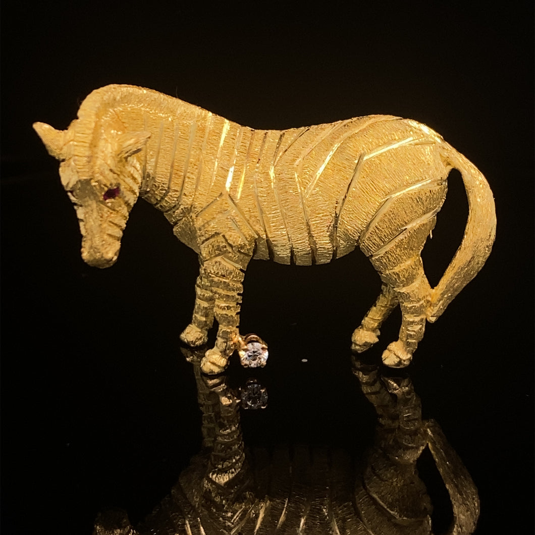 gold animal pin brooch jewelry Zebra