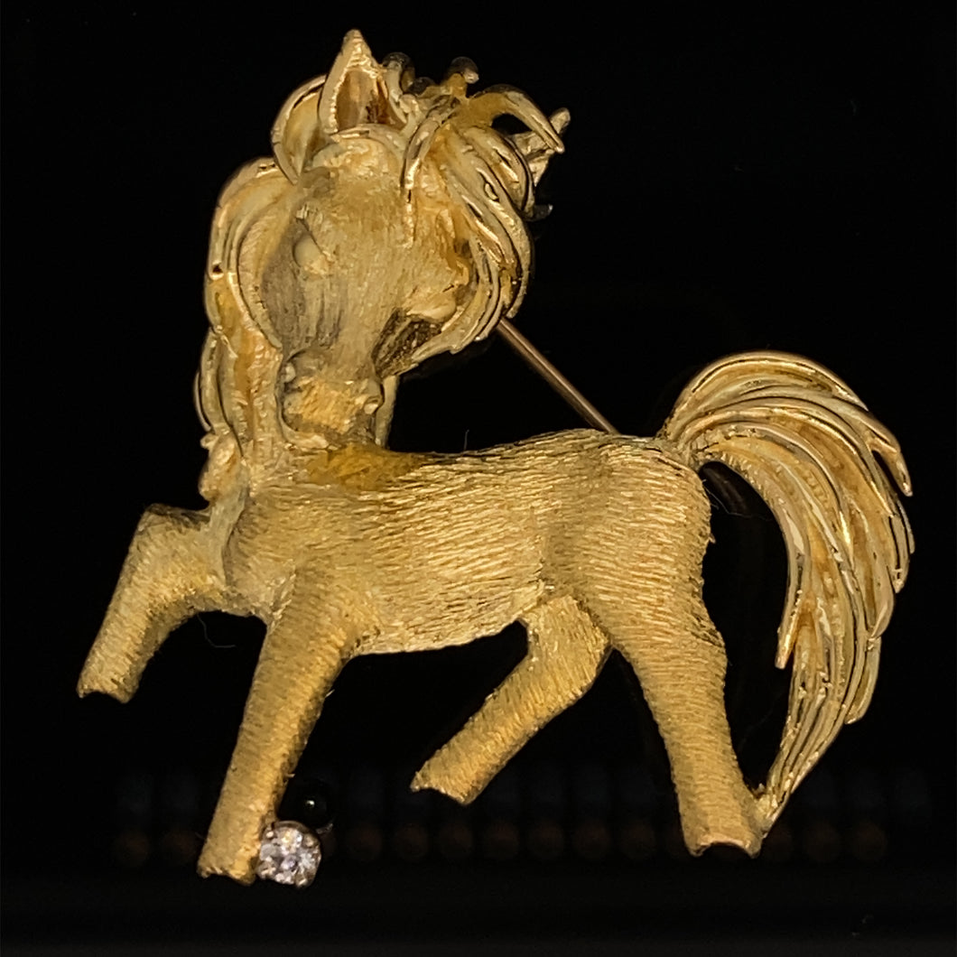 gold animal pin brooch horse jewelry