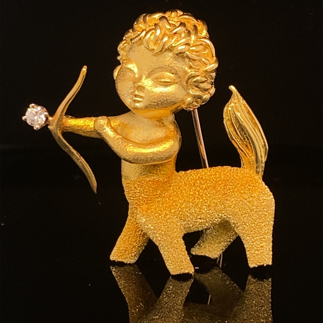 gold animal pin brooch jewelry zodiac sign van cleef arpels sagittarius