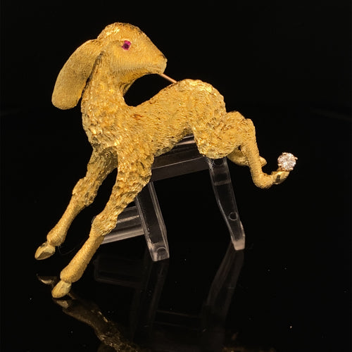 gold animal pin brooch LAMB jewelry