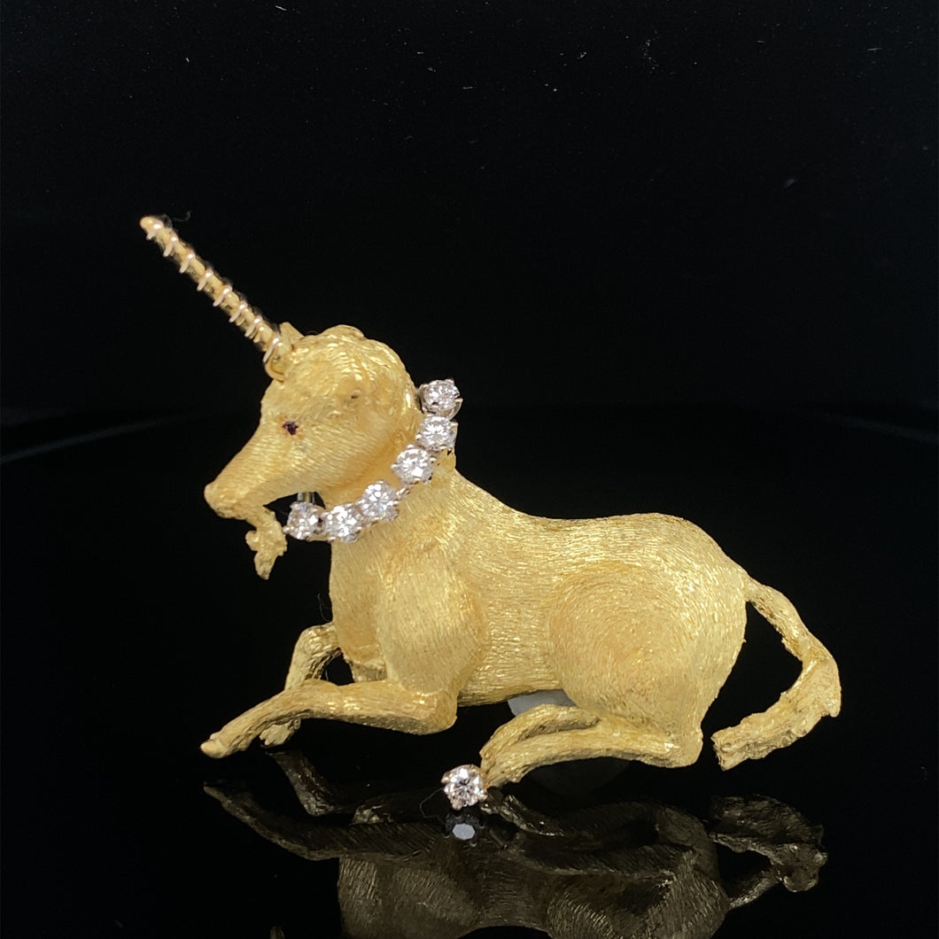 Gold animal pin brooch unicorn