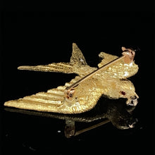 Load image into Gallery viewer, gold animal pin Brooch swallow 
