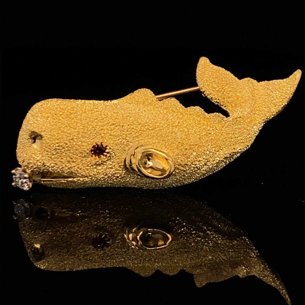gold animal pin brooch jewelry fish whale