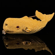 gold animal pin brooch jewelry fish whale