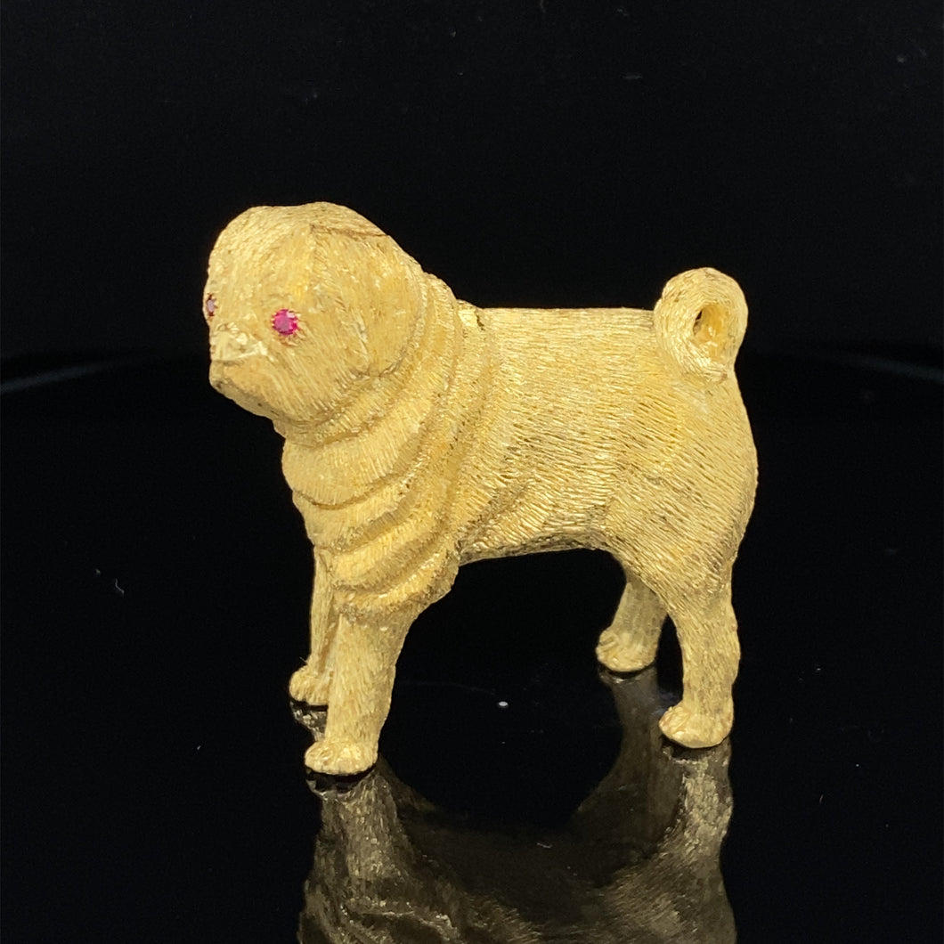 Dog Gold animal pin brooch Pug