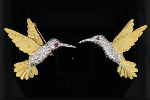Gold animal pin brooch HummingBird