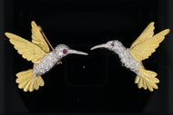 Gold animal pin brooch HummingBird