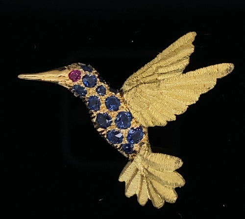 Gold animal pin brooch HummingBird