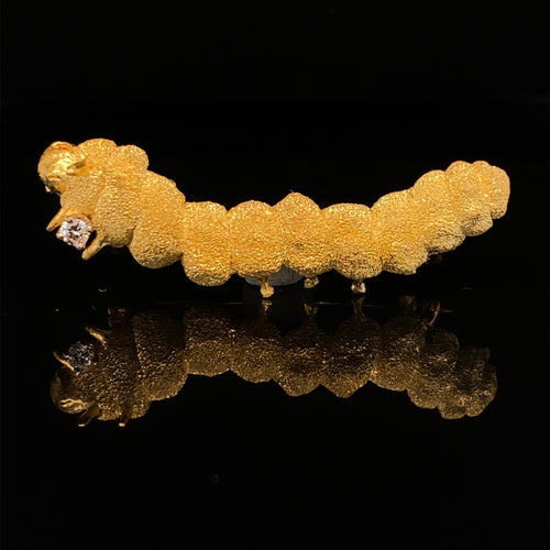 gold animal pin brooch caterpillar jewelry