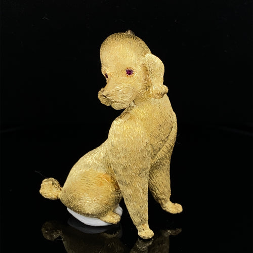 Dog Gold animal pin brooch Poodle