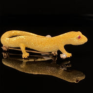 gold animal pin brooch jewelry Lizard