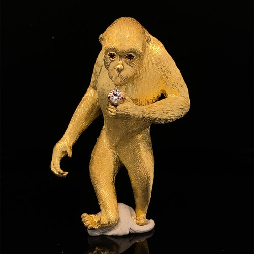 gold animal pin brooch jewelry monkey Chimpanzee