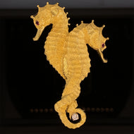 gold fish animal pin brooch jewelry seahorse