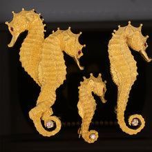 Load image into Gallery viewer, gold fish animal pin brooch jewelry seahorse
