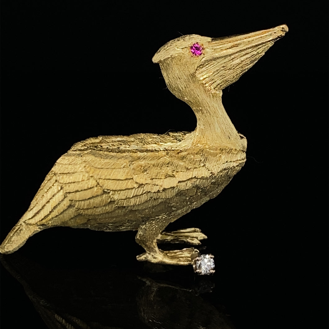 gold animal pin brooch pelican