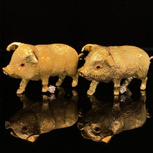 Load image into Gallery viewer, gold animal pin brooch jewelry pig
