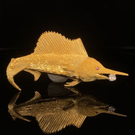 gold animal pin brooch jewelry fish sailfish