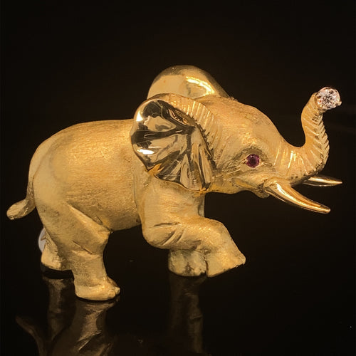 gold animal pin brooch jewelry elephant