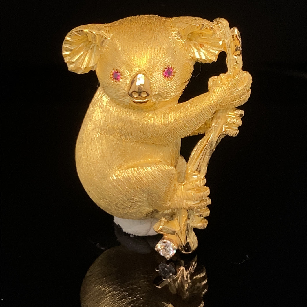 gold animal pin brooch koala bear