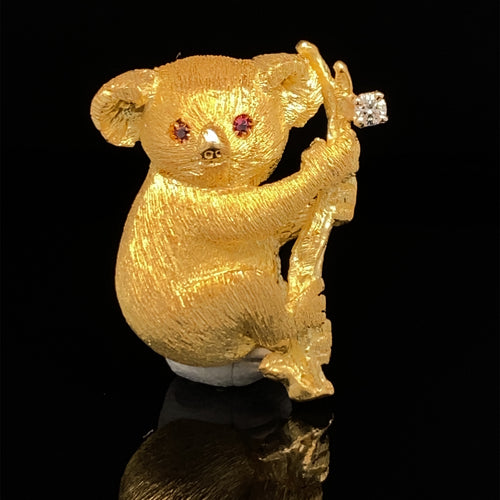 gold animal pin brooch koala bear jewelry