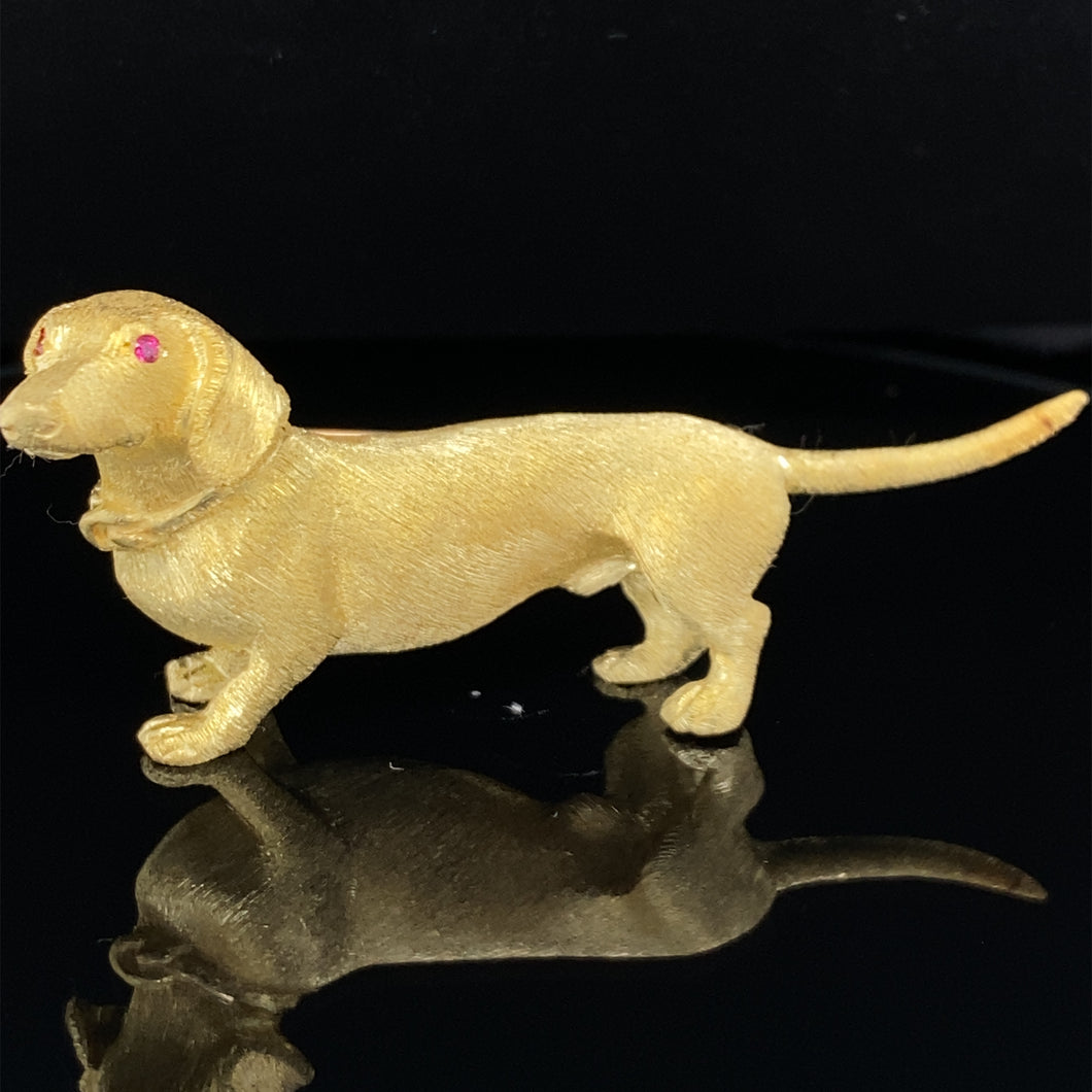 Dog Gold animal pin brooch Dachshund