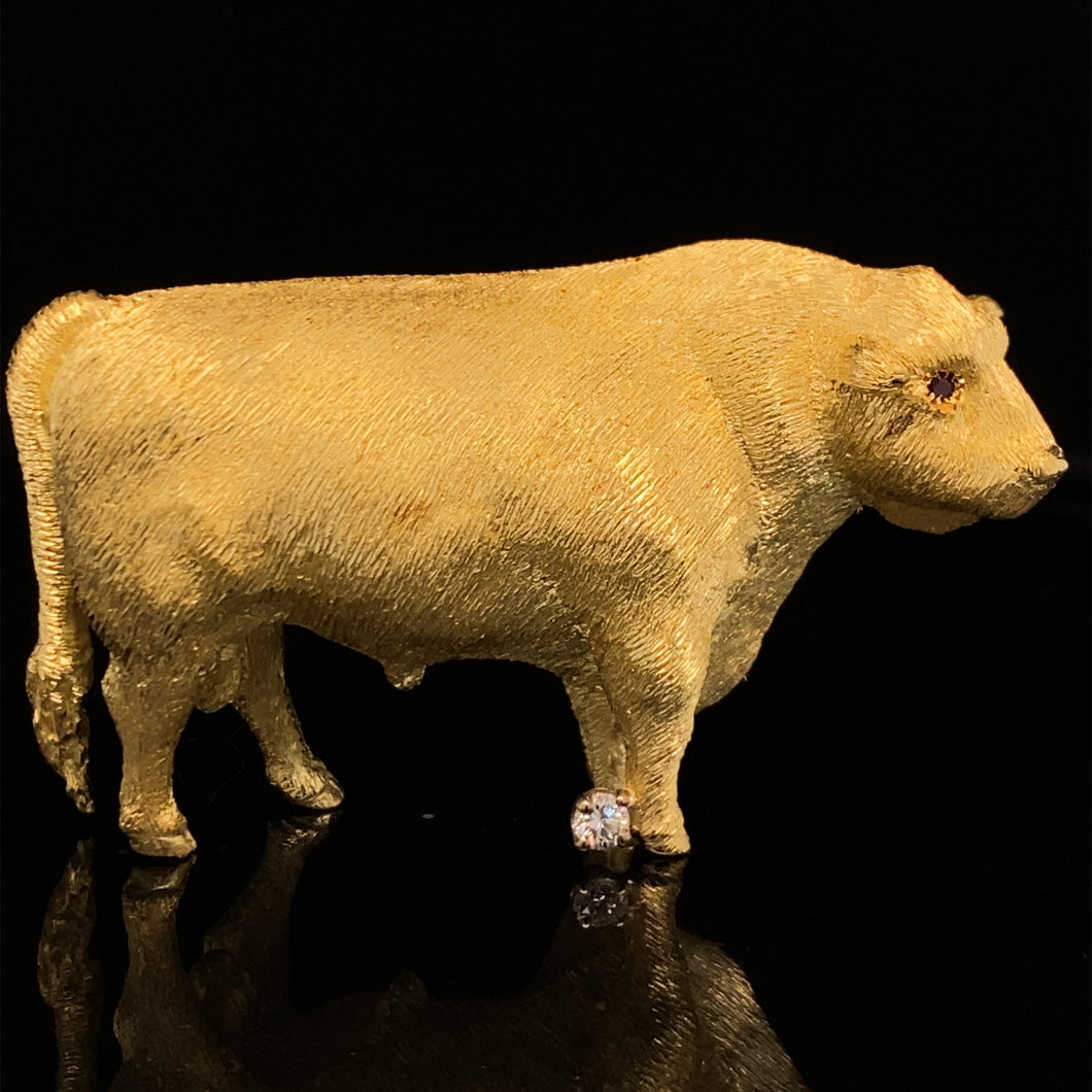 gold animal pin brooch bull jewelry
