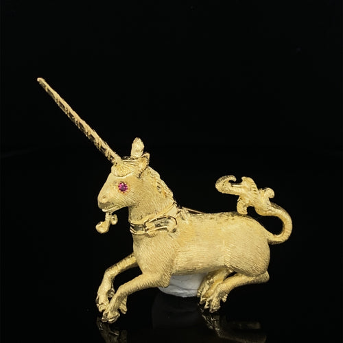 Gold animal pin brooch unicorn