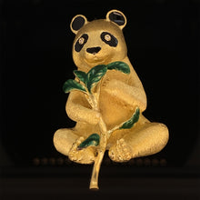 Load image into Gallery viewer, gold animal pin brooch panda bear

