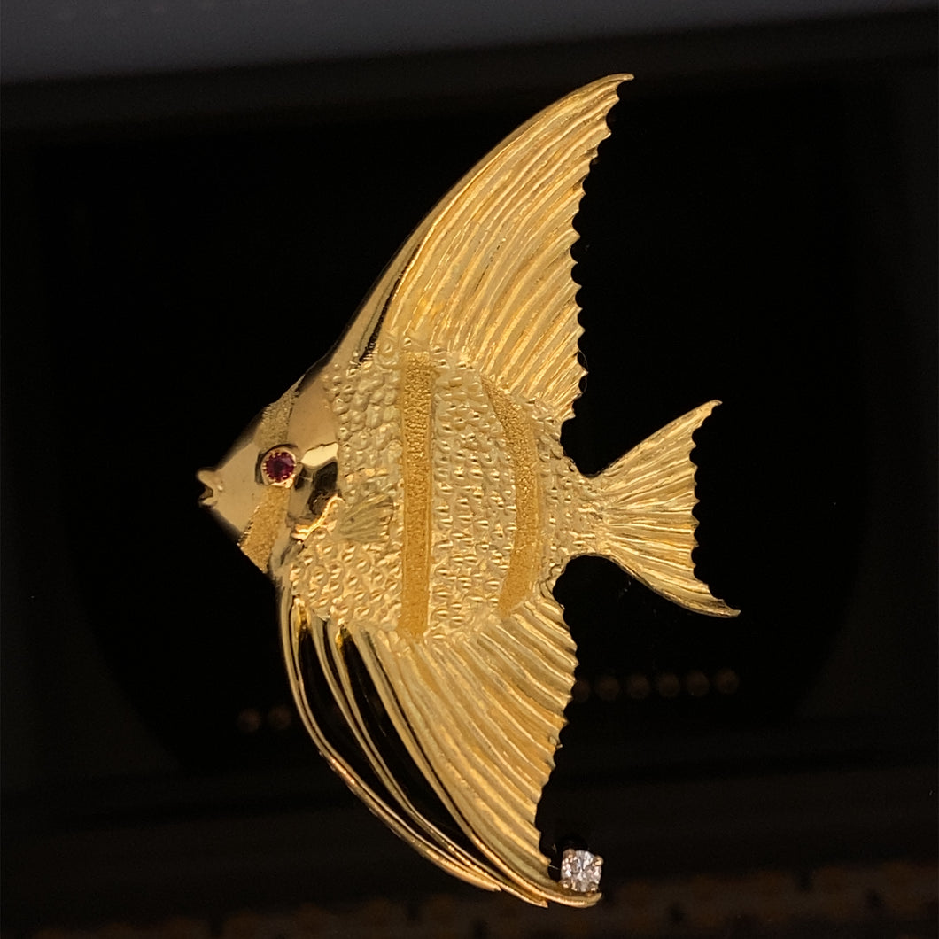 gold animal pin brooch jewelry fish angel