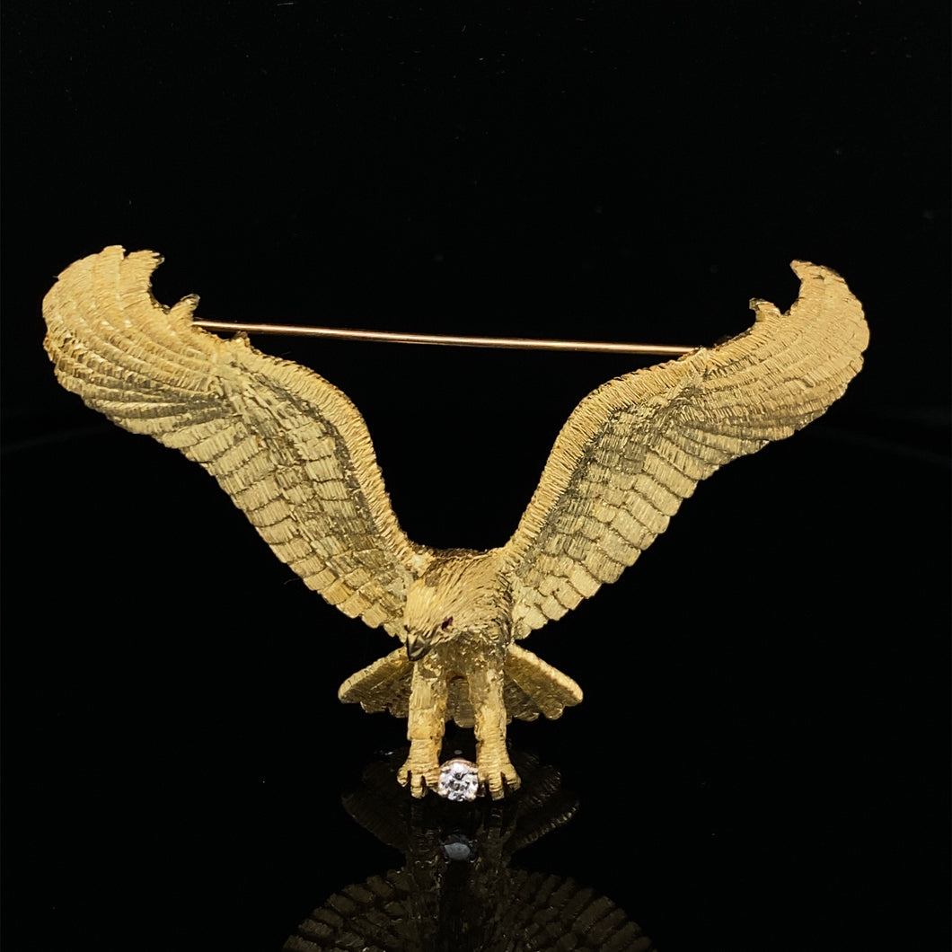 Gold animal pin brooch Eagle bird