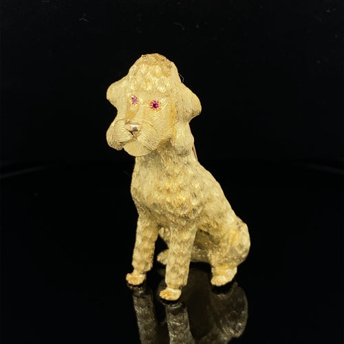 Dog Gold animal pin brooch Poodle