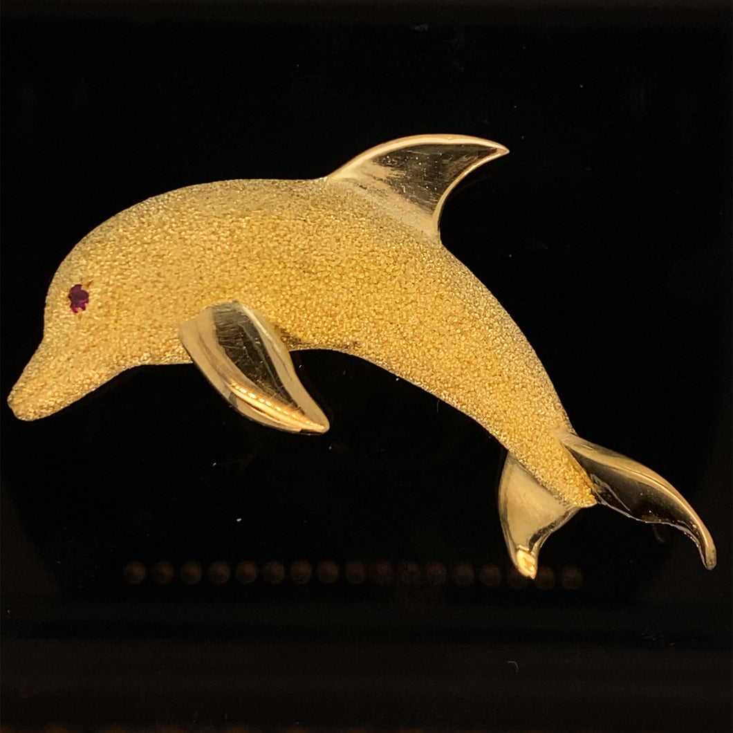 gold fish animal pin brooch jewelry dolphin