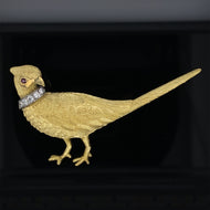 Gold animal pin brooch Pheasant