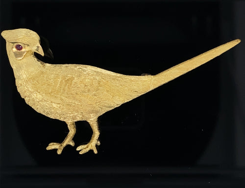 Gold animal pin brooch Pheasant