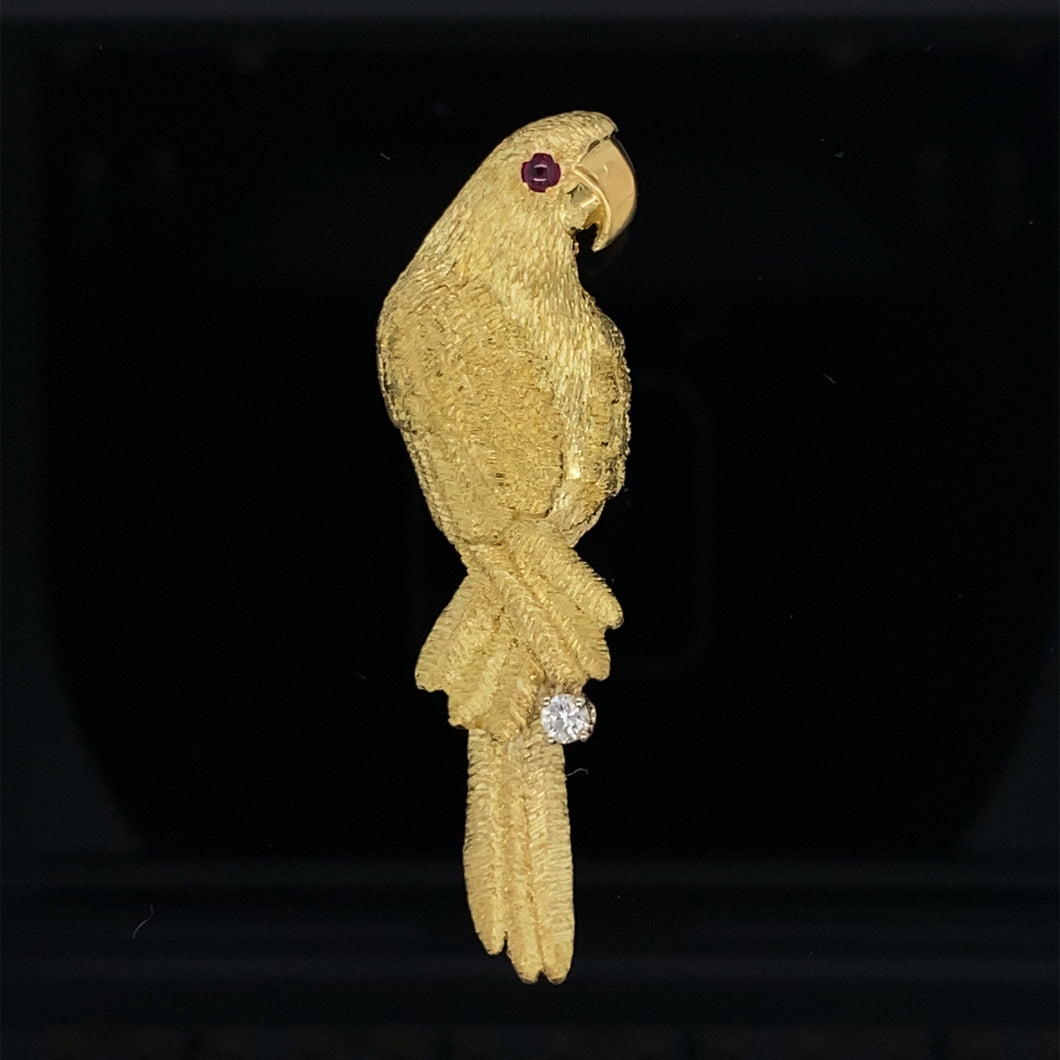 GOLD animal parrot pin brooch