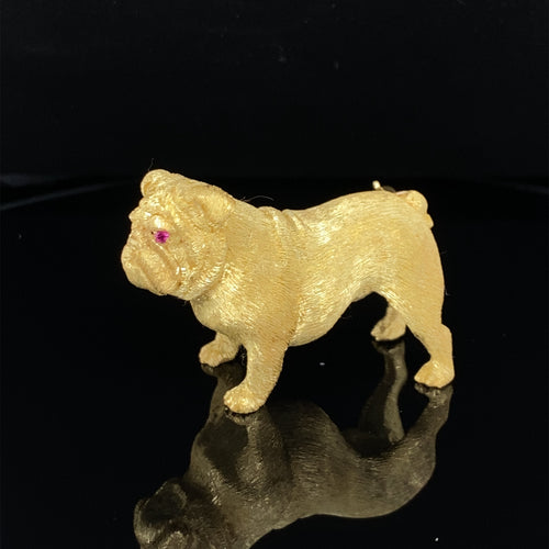 gold animal pin brooch bulldog