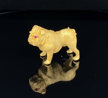 Load image into Gallery viewer, gold animal pin brooch bulldog
